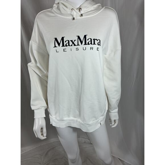 Max Mara 'Filo' White Logo Hoodie Size M - Picture 1 of 3